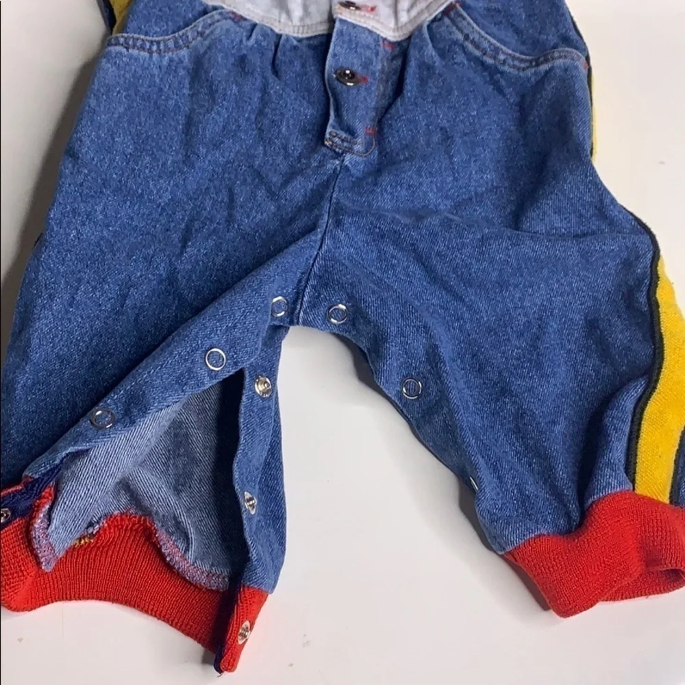 Vintage Bambino Ivy League denim cotton collar jumpsuit romper baby 6-9 months
